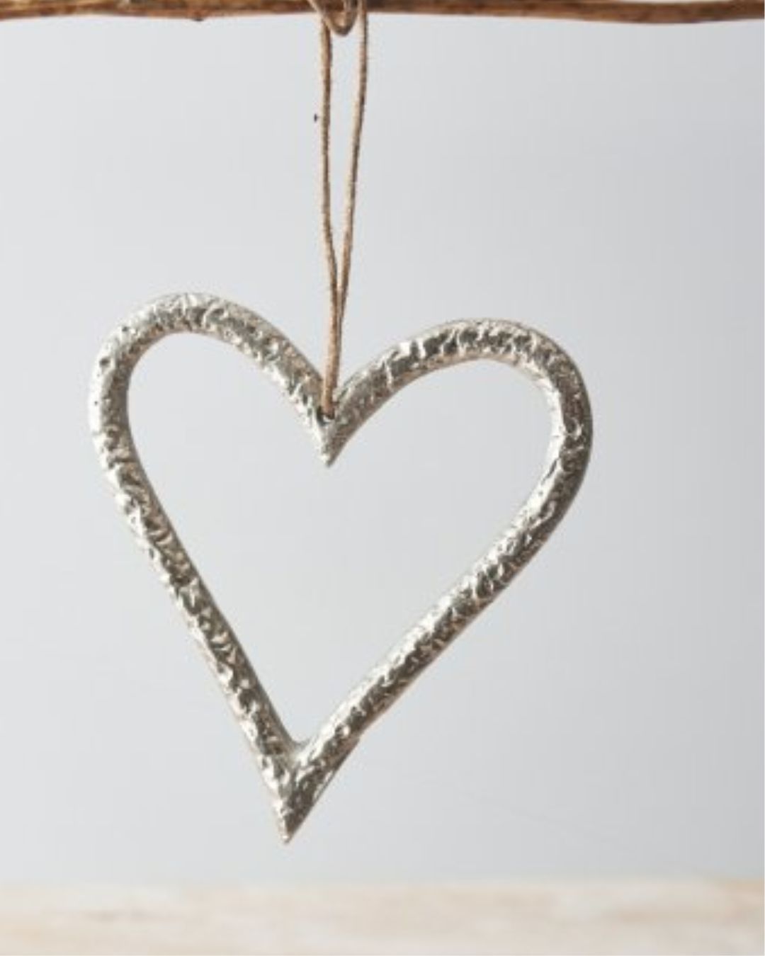Hanging Silver Metal Heart