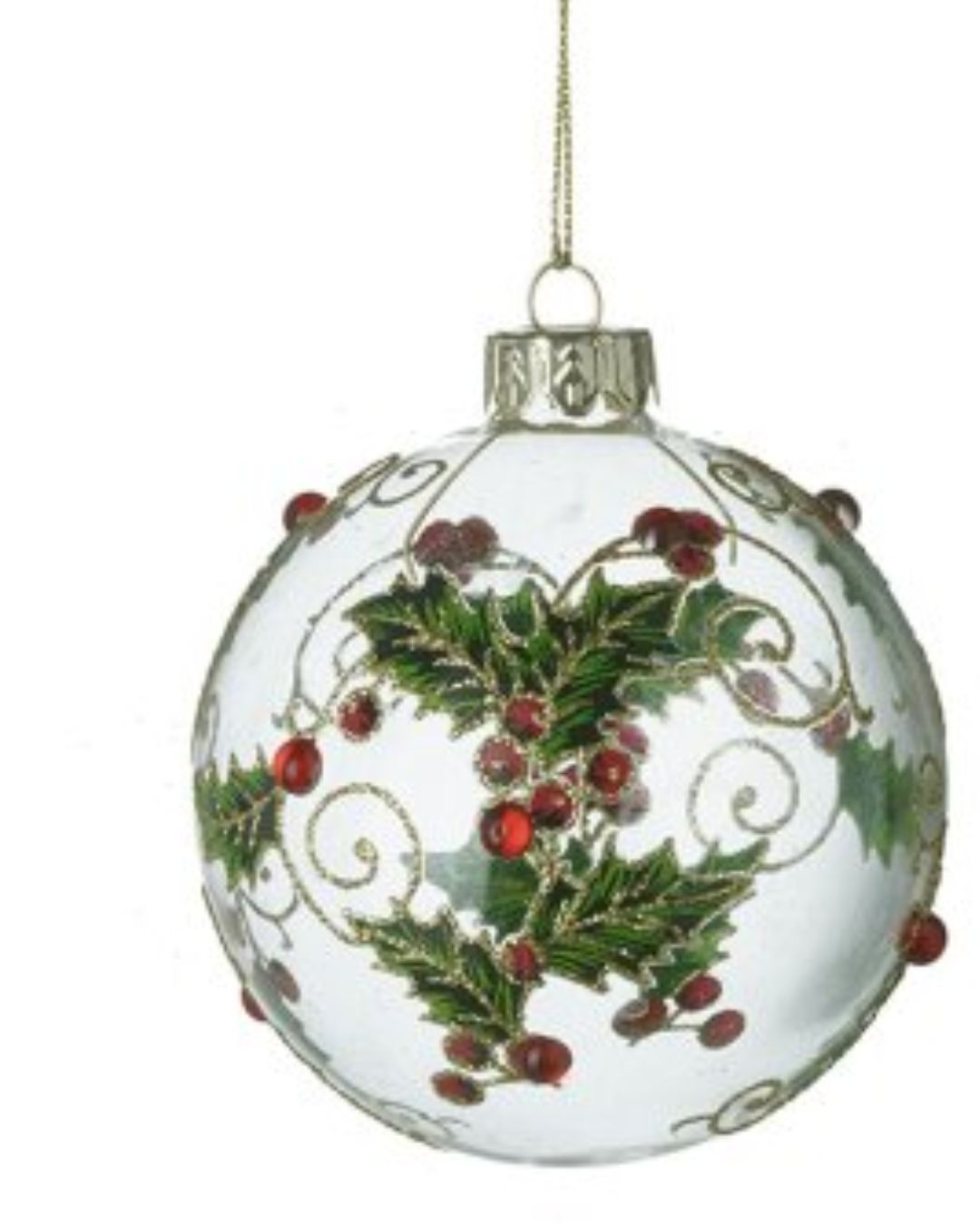 Glass Holly Baubles