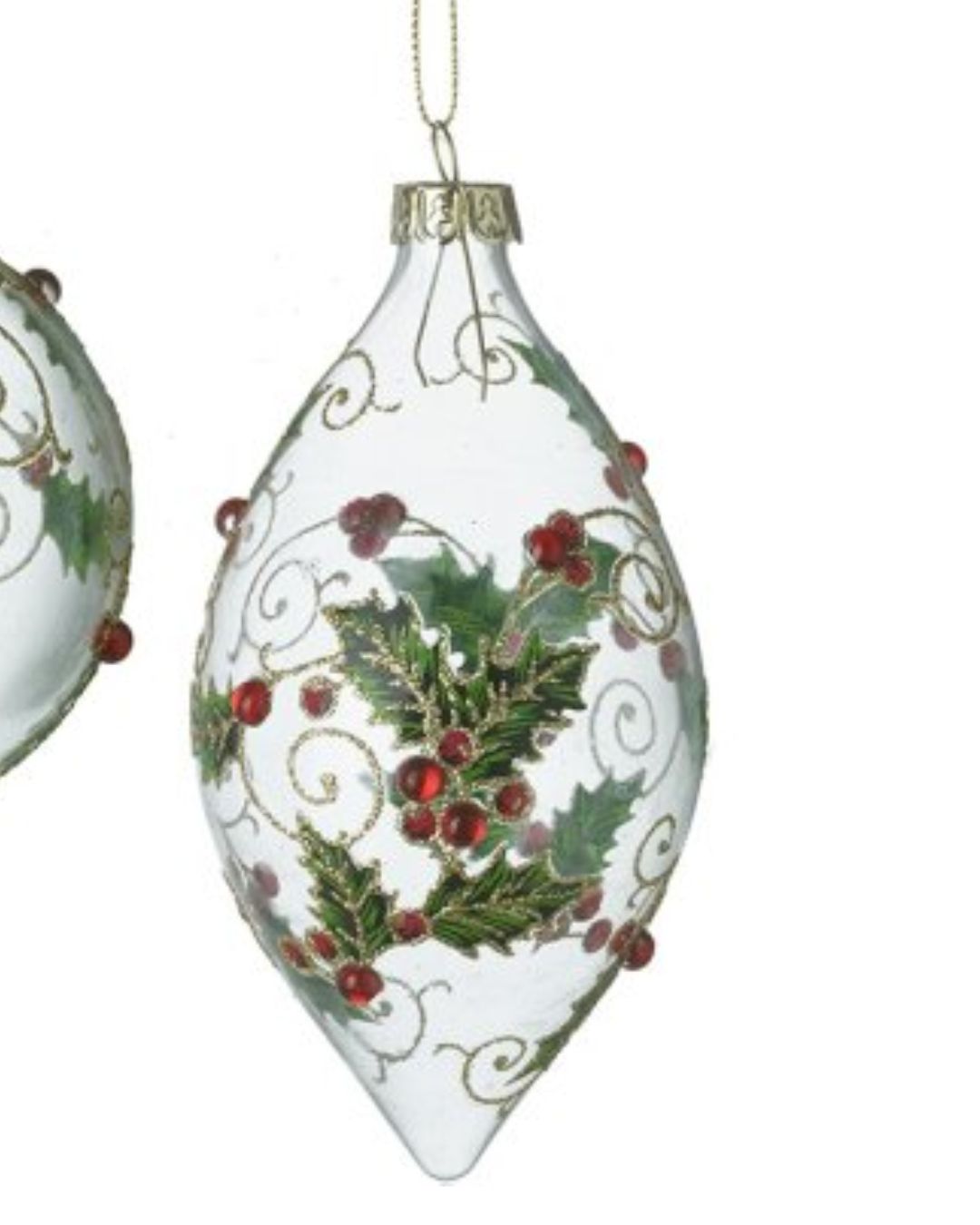 Glass Holly Baubles